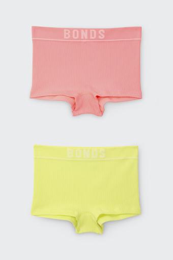 Girls Retro Rib™ Shortie 2 Pack (Dolce Limone / Coral Craze)
