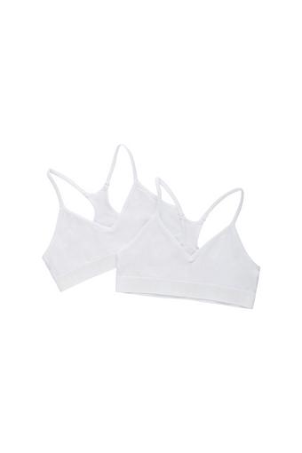 Girls Super Stretchies Racer Crop 2 Pack (White & White)