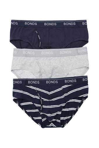 Guyfront Brief 3 Pack (Navy Stripe/ Grey Marle/ Navy)