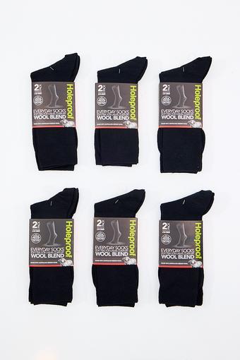 Holeproof Wool Blend Socks 12 Pack (Black)