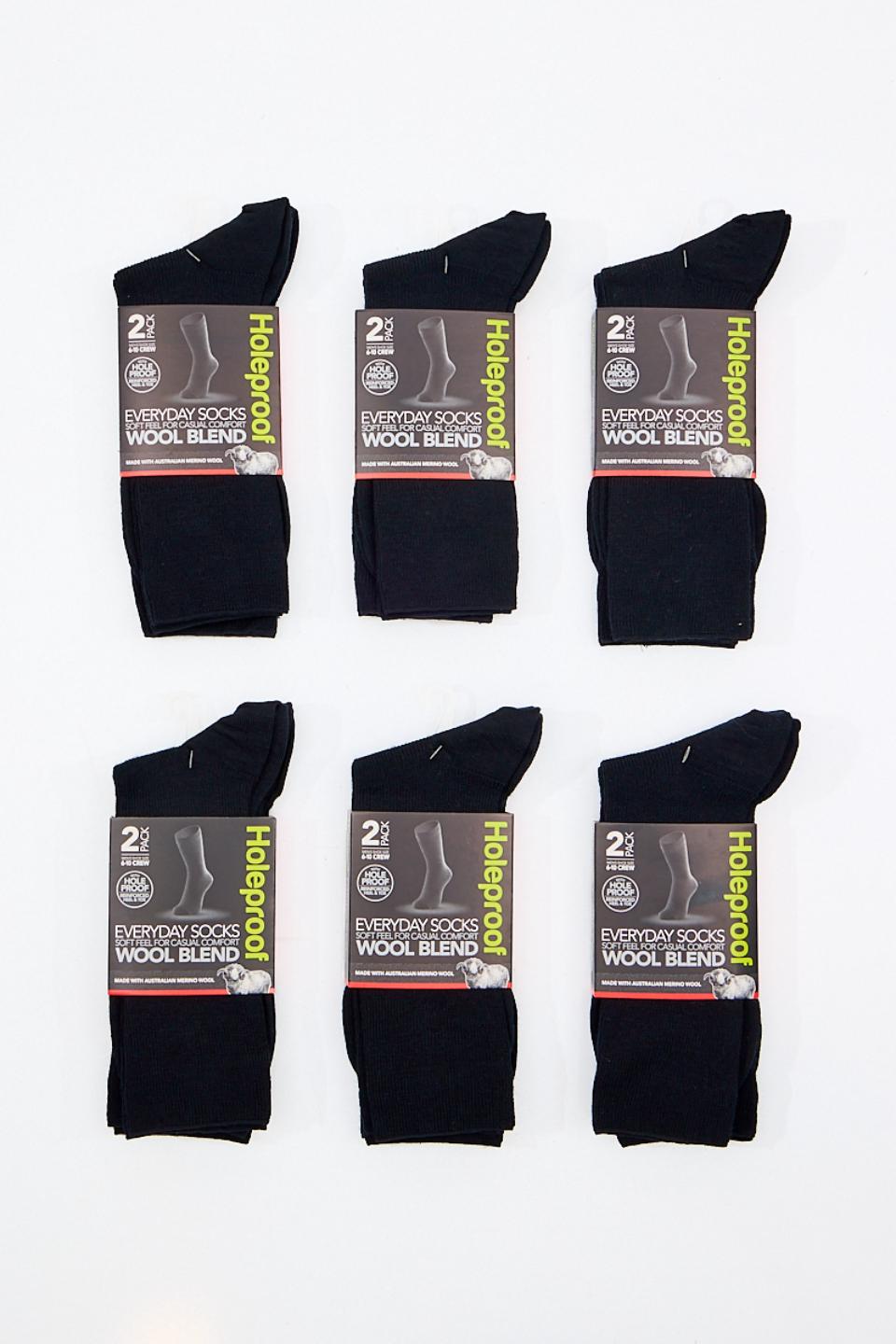 Holeproof Wool Blend Socks 12 Pack