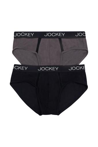 Jockey Chafe Proof Pouch Brief 2 Pack (Crisp Charcoal / Black)