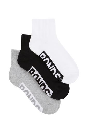 Kids Cushioned Quarter Crew Socks 3 Pack (Grey / Black / White)