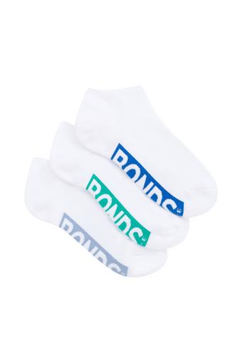 Kids Logo Cushioned Low Cut Socks 3 Pack (Boys White)