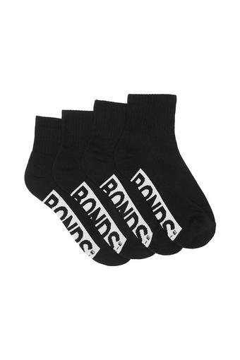 Kids Logo Cushioned Quarter Crew 4 Pack (Black)