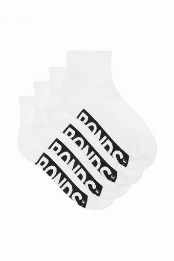 Kids Logo Cushioned Quarter Crew 4 Pack (White)