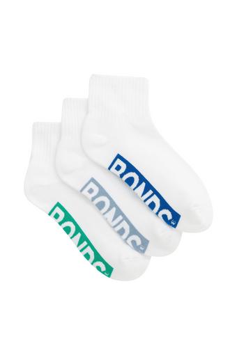 Kids Logo Cushioned Quarter Crew Socks 3 Pack (Boys White)