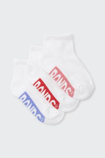 Kids Logo Cushioned Quarter Crew Socks 3 Pack (Girls White)