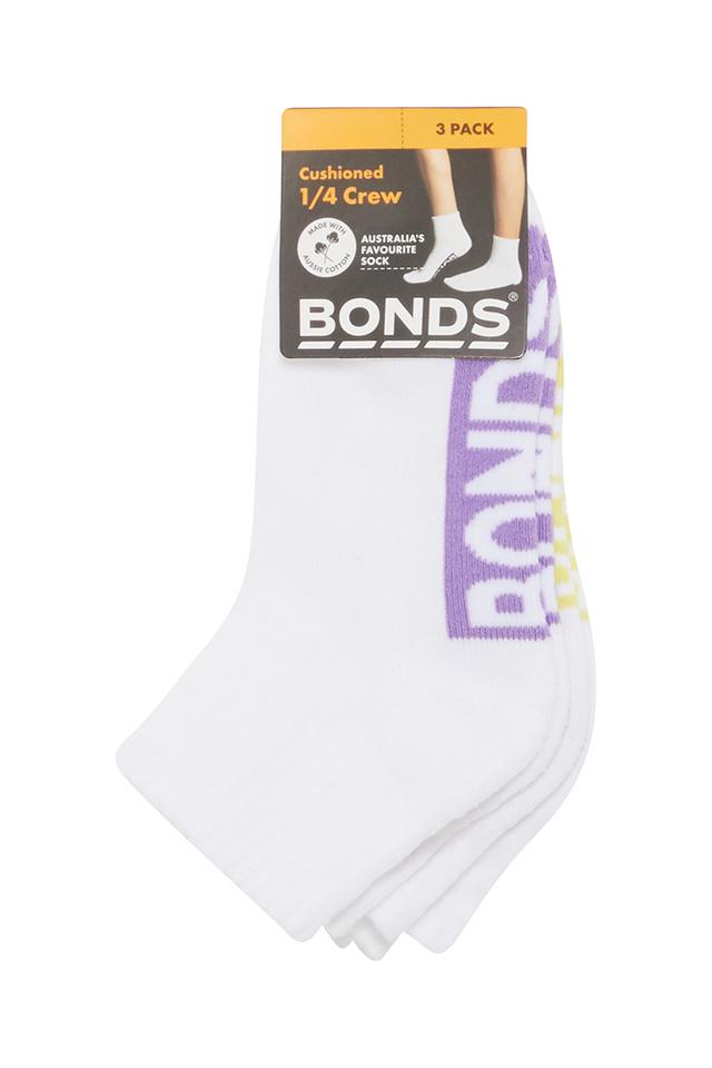 Kids Logo Cushioned Quarter Crew Socks 3 Pack