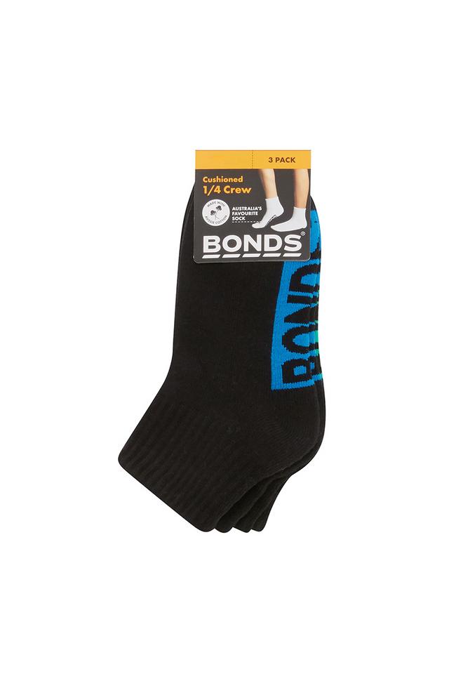 Kids Logo Cushioned Quarter Crew Socks 3 Pack