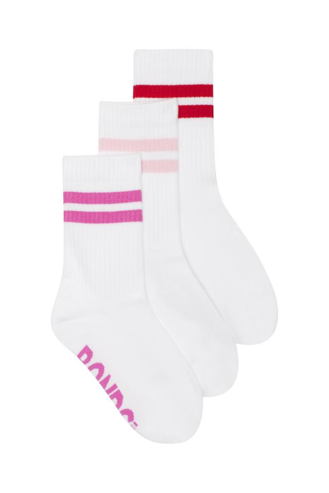 Kids Logo Cushioned Stripe Crew Socks 3 Pack