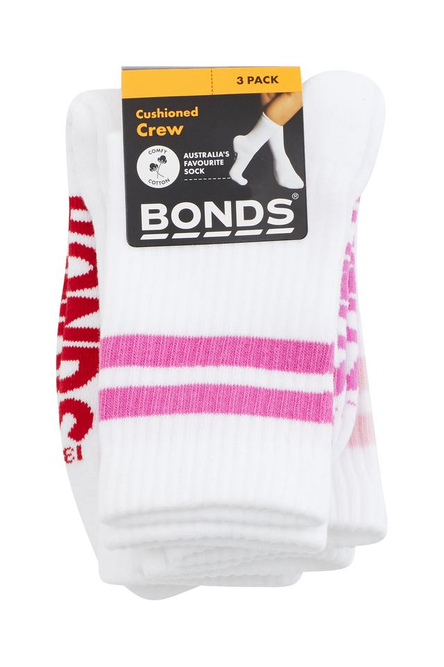 Kids Logo Cushioned Stripe Crew Socks 3 Pack