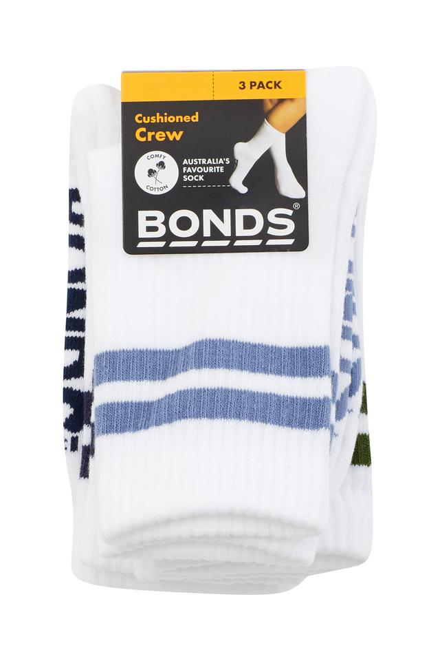Kids Logo Cushioned Stripe Crew Socks 3 Pack