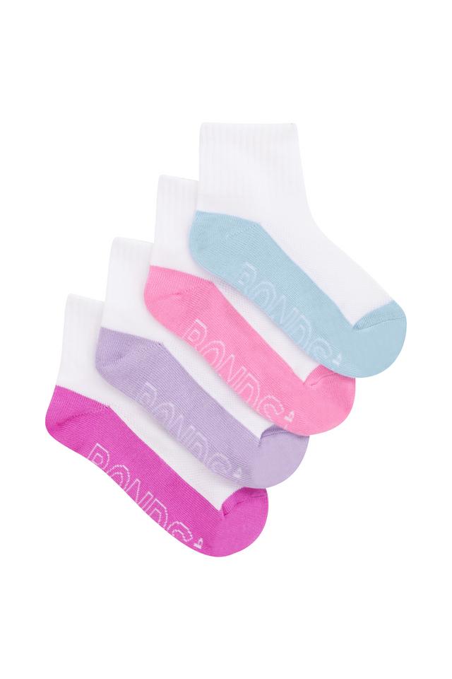 Kids Logo Light Quarter Crew Socks 4 Pack