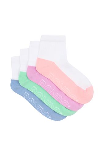 Kids Logo Light Quarter Crew Socks 4 Pack (White - Girls)