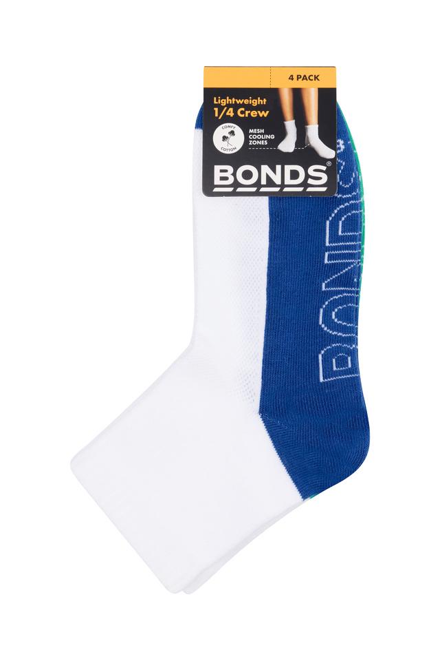 Kids Logo Light Quarter Crew Socks 4 Pack