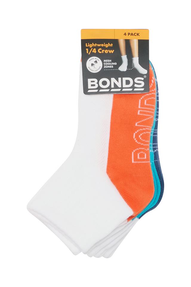 Kids Logo Light Quarter Crew Socks 4 Pack