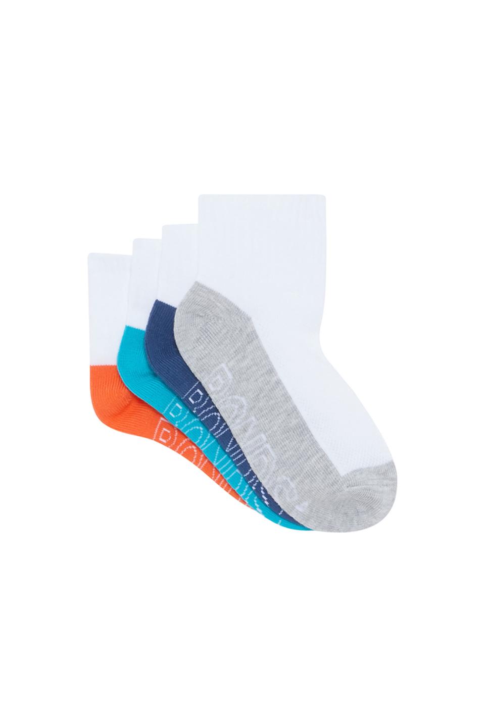 Kids Logo Light Quarter Crew Socks 4 Pack