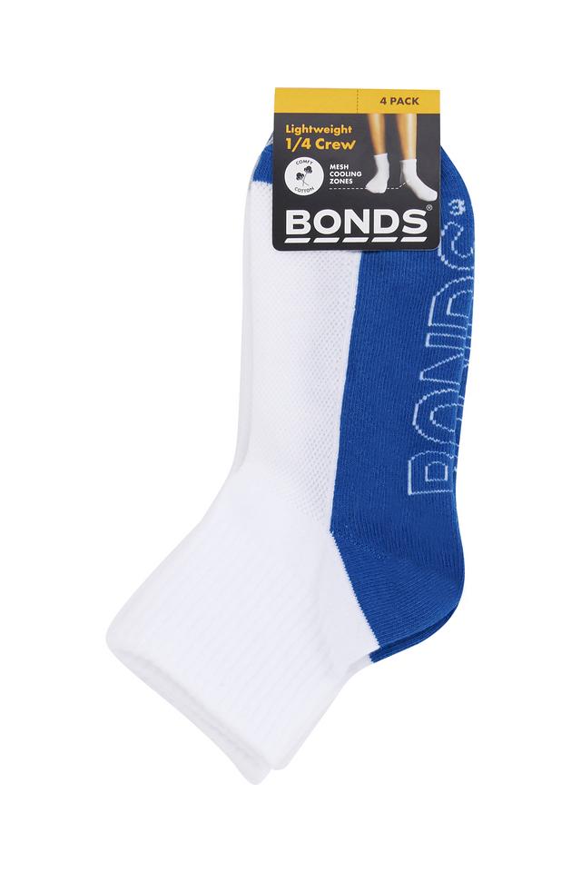 Kids Logo Light Quarter Crew Socks 4 Pack
