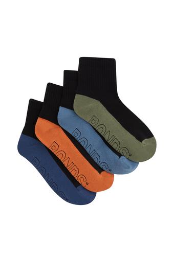 Kids Logo Light Quarter Crew Socks 4 Pack (Black Boys)