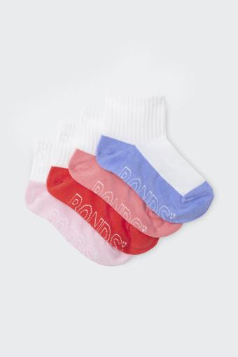 Kids Logo Light Quarter Crew Socks 4 Pack (White Girls)