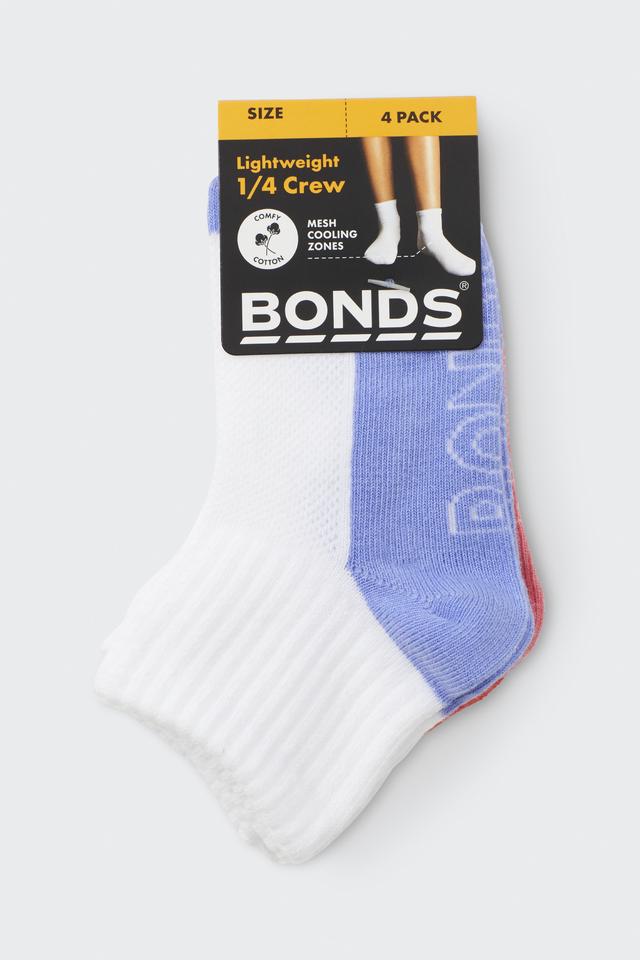 Kids Logo Light Quarter Crew Socks 4 Pack