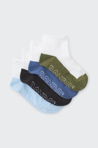 Kids Logo Light Quarter Crew Socks 4 Pack (White Boys)