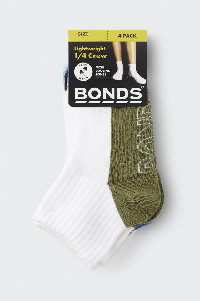 Kids Logo Light Quarter Crew Socks 4 Pack