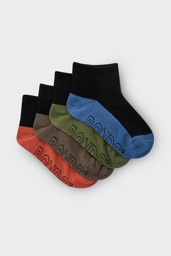 Kids Logo Light Quarter Crew Socks 4 Pack (Black Boys)