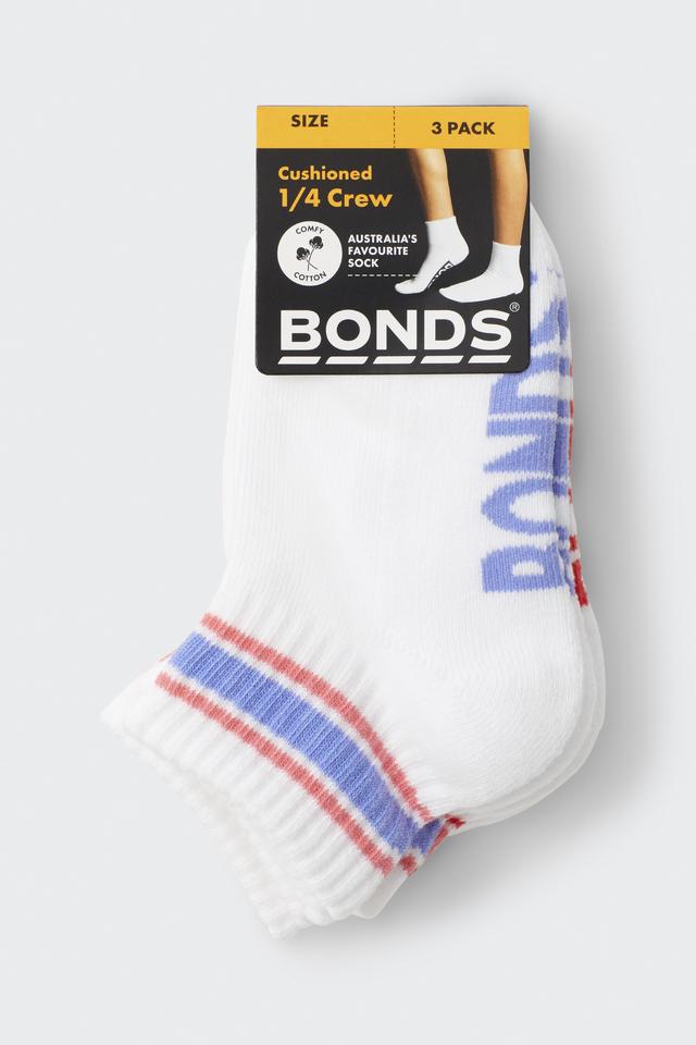 Kids Logo Stripe Quarter Crew Socks 3 Pack