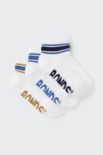 Kids Logo Stripe Quarter Crew Socks 3 Pack (Boys Pack)