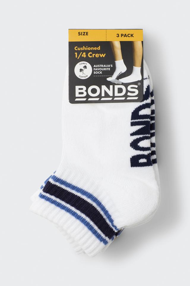Kids Logo Stripe Quarter Crew Socks 3 Pack