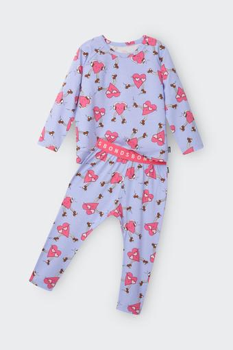 Kids Long Sleeve Sleep Set (Heart Beats Purple)