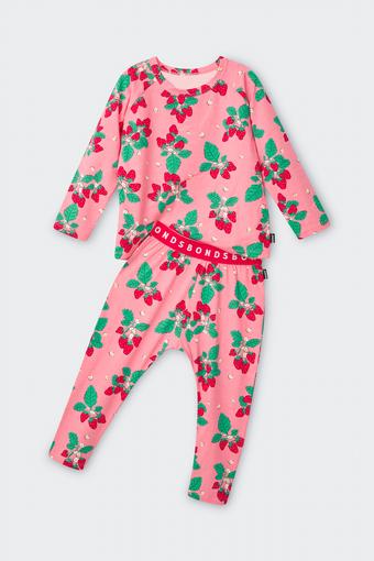 Kids Long Sleeve Sleep Set (Strawberry Sweet Fields)