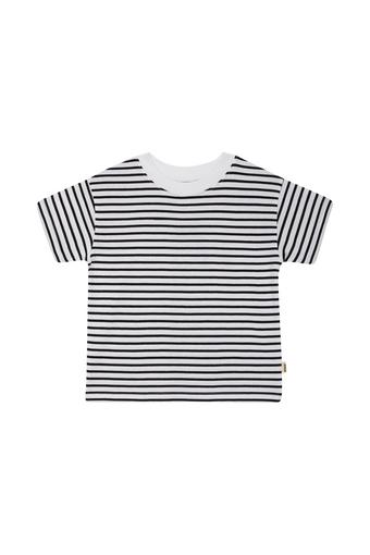 Kids Short Sleeve Crew Tee (Standard Stripe White/ Washed Carbon)
