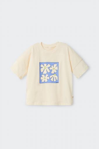 Kids Short Sleeve Drop Shoulder Tee (Flower Grid)