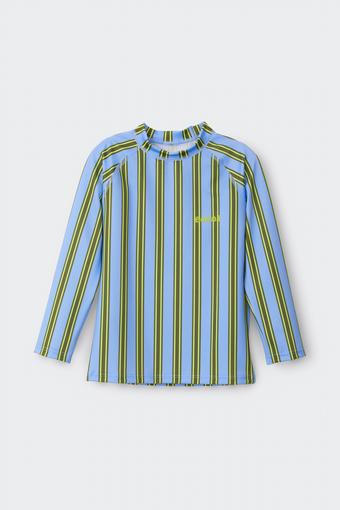 Kids Swim Long Sleeve Rashie (Deck Chair Stripe Blue)