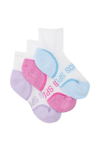 Kids Ultimate Comfort Quarter Crew Socks 3 Pack (Girls White)