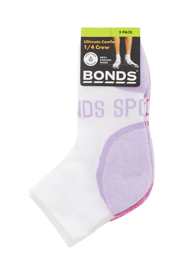 Kids Ultimate Comfort Quarter Crew Socks 3 Pack