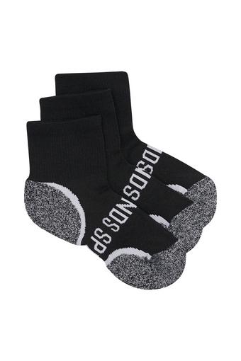 Kids Ultimate Comfort Quarter Crew Socks 3 Pack (Black)