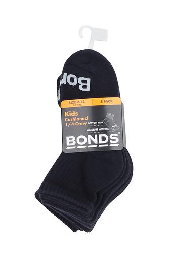 Kids Value Cushioned Quarter Crew Socks 5 Pack (School Navy)