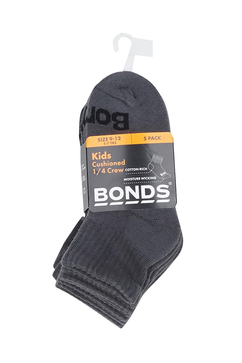 Kids Value Cushioned Quarter Crew Socks 5 Pack