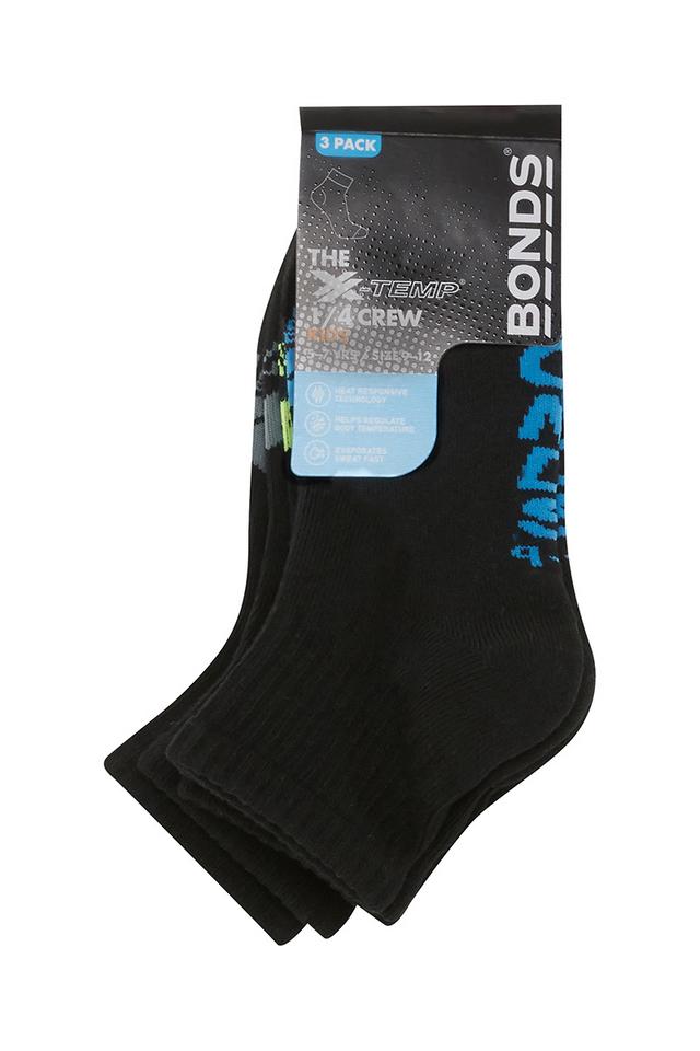 Kids X-Temp Quarter Crew Socks 3 Pack