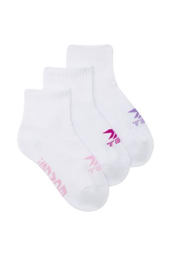 Kids X-Temp Quarter Crew Socks 3 Pack (White Girls)