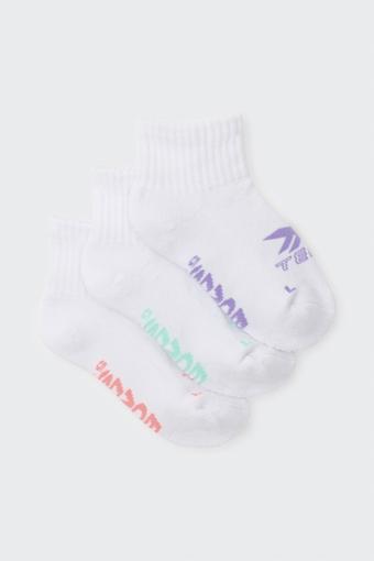 Kids X-Temp Quarter Crew Socks 3 Pack (White Girls)