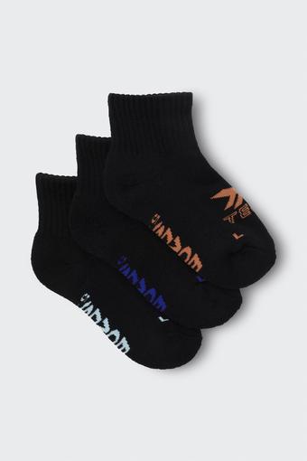 Kids X-Temp Quarter Crew Socks 3 Pack (Black Boys)