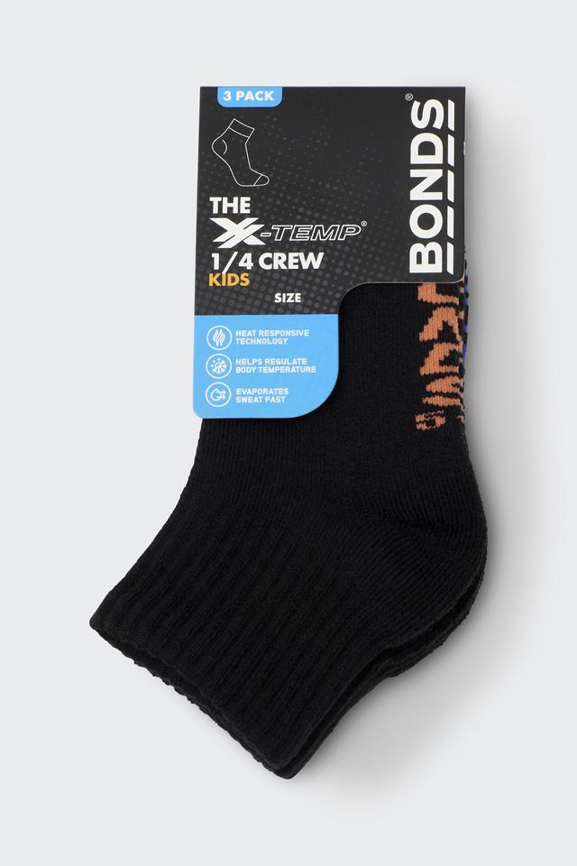 Kids X-Temp Quarter Crew Socks 3 Pack