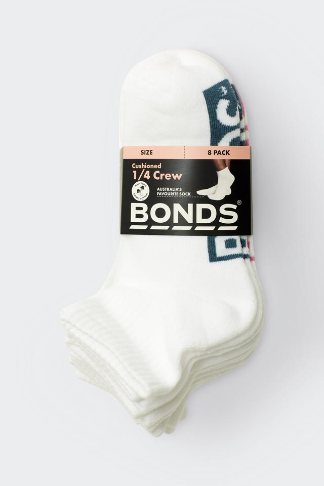 Womens Logo Cushioned Quarter Crew Socks 8 Pack