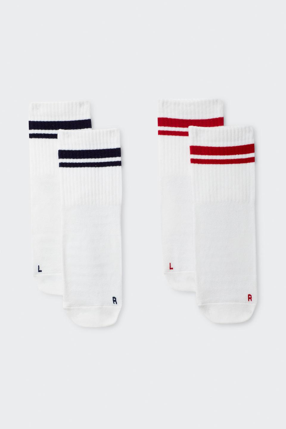 Womens Stripe Grip Half Crew Socks 2 Pack