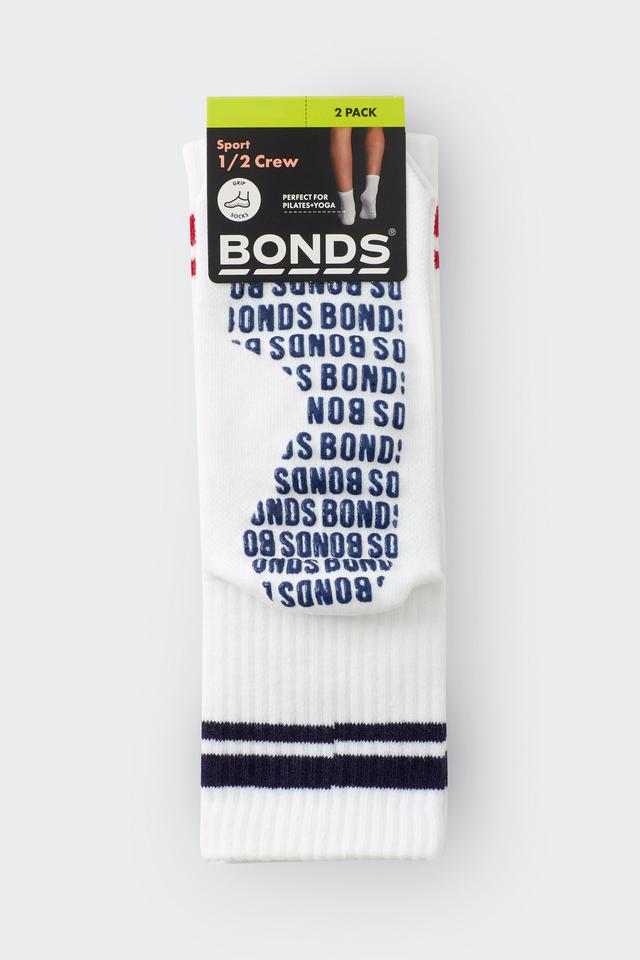Womens Stripe Grip Half Crew Socks 2 Pack
